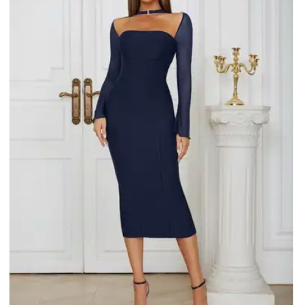 Elegant Navy Blue Women's Dress